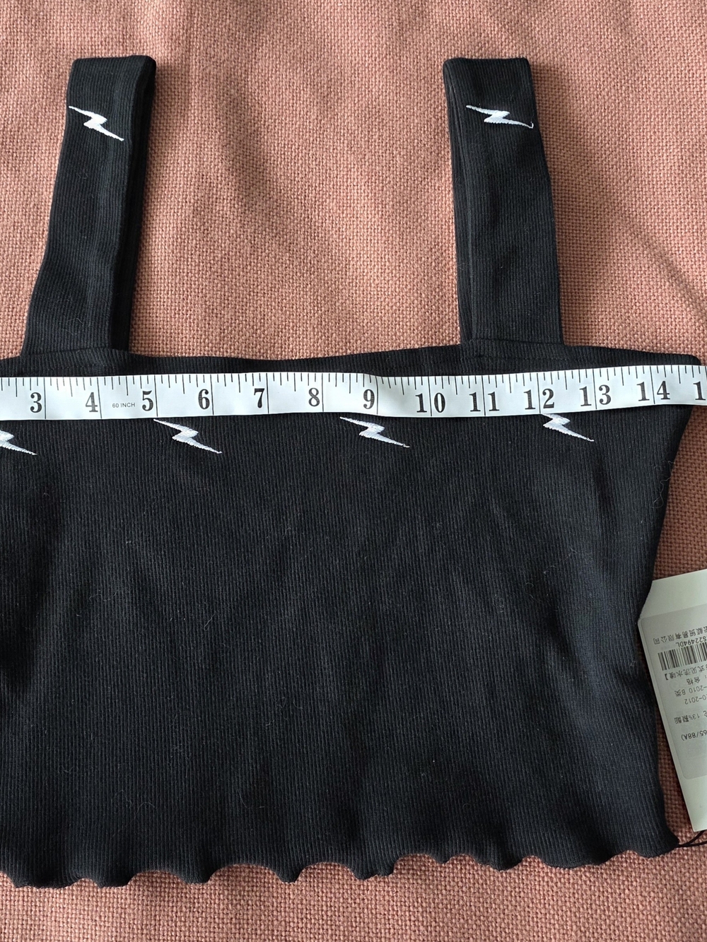Black Ribbed Lightning Crop Tank Top - Picture 6 of 11